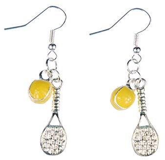 Miniblings Tennis Ohrringe Tennisschläger Ball Schläger Tennisball emailliert 2er - Handmade Modeschmuck I Ohrhänger Ohrschmuck versilbert