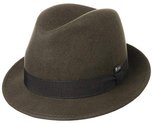 Lipodo Kinderhut aus Wollfilz - Trilby Made In Italy - Filzhut mit Ripsband - Wollfilzhut Sommer/Winter - Fedora für Kids - One Size 52-53 cm (One Size, Oliv)