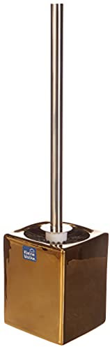 Kleine Wolke Glamour WC Bürstenhalter, Porzellan, Gold, 10,2 x 10,2 x 42 cm