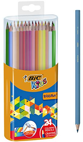 BIC 922511 Kids Evolution Buntstifte Box, ab 5 Jahren, Set mit 24 Farbstiften