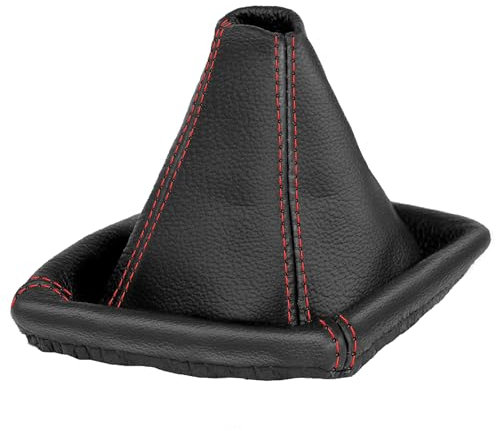 L & P Car Design L&P A0062 Schaltsack Schaltmanschette kompatibel mit BMW 3er e46 100% Echtleder Leder Schwarz Naht Rot