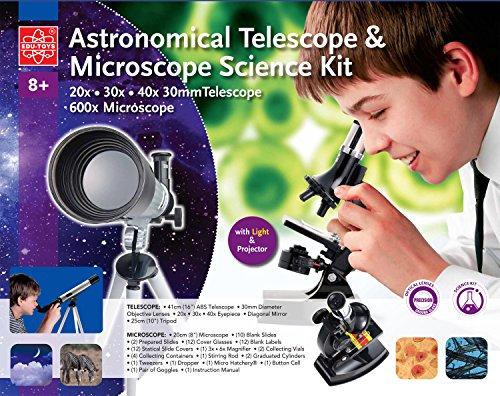 Teleskop und Mikroskop Set für den Einstieg in Kosmos und Mikrokosmos Extrahandlupe