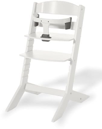Geuther Hochstuhl SYT Kinderstuhl mitwachsender Baby Hochstuhl mit Babyliege komfortabler Baby Stuhl mit ergonomisch geschwungener Rückenlehne massiver Bauchbügel Weiß