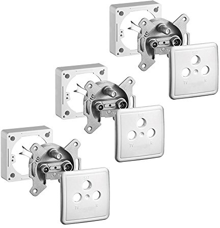 HD Satdose Antennedose 3 fach 3x Digital Universal Enddose HD 4K Stich End Sat TV BK Dose Aufputz Unterputz Montage genormt passende Abmessungen für viele Schalterprogramme Abdeckung Rahmen ARLI UHD