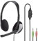 Hama PC Headset HS-P100 mit Mikrofon (Ultra leicht, On-Ear, Stereo, Lautstärkeregler am Kabel, 2 m Kabellänge, 3,5 mm Klinke) schwarz