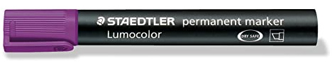 STAEDTLER Lumocolor 350 Permanent Marker – Violett, 10 Stück, Keil | Keilspitze 2,0–5,0 mm, wasserfest – Folienstift für fast alle Flächen – Art.-Nr. 350-6