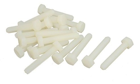Sourcingmap M8 x 45mm Full Thread Nylon Hex Head Cap Screw Bolt Fastener 20 Pcs