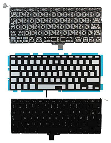 Keyboards4Laptops Francés Retroiluminada Negro Teclado de Repuesto para Ordenador portátil Compatible con Apple MacBook Pro A1278 13 Inch Unibody