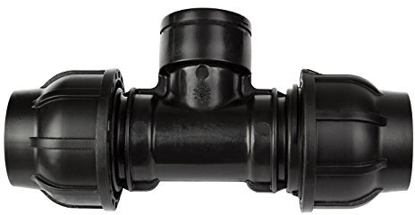 Stabilo-Sanitaer PE Rohr Verschraubung T-Stück 32 mm x 3/4 Zoll Innengewinde x 32 mm Abzweig Klemmverbinder Klemmverschraubung