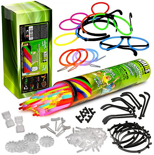 KNIXS Knicklicht Party Pack - 100 bunte Leuchtstäbe im 6-Farbmix mit spaßigem Bastelzubehör