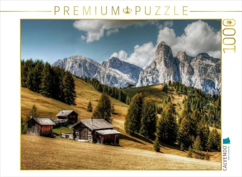 CALVENDO Puzzle Pralongia ALM mit Sassongher - Alta Badia | 1000 Teile Lege-Größe 64 x 48 cm Foto-Puzzle für glückliche Stunden