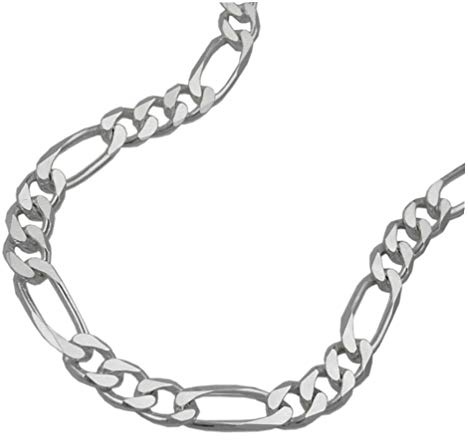 Unbespielt Armband Figaroarmband Damen flach 6 x diamantiert 925 Silber Länge 19 cm x 5 mm Armkette Armschmuck