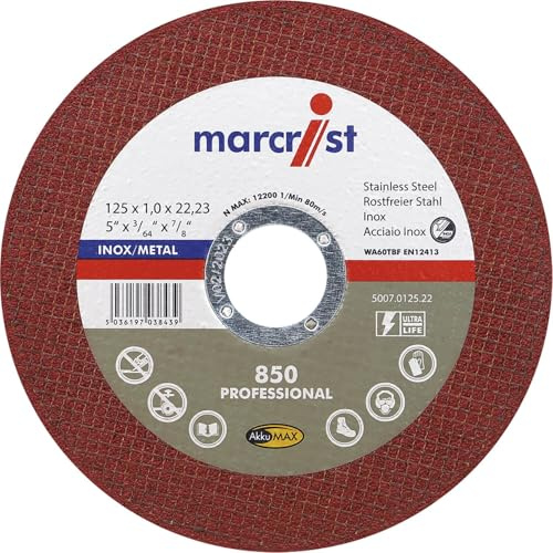 Marcrist Trennscheiben 125x1mm Set Inox Spezial Ultradünn, Handtrennscheiben gerade Form - 25 Stück