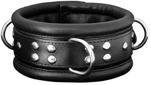 Tula-Toys HQ BDSM Bondage Leder Halsband, weich gepolstert, schwarz | High Quality Halsfessel aus weichem echten Leder