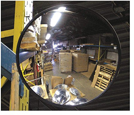 18” Acrylic Scratch Resistant Outdoor Convex Mirror With Plastic Back, Round Outdoor Security Mirror for the Garage Blind Spot, Store Safety, Warehouse Side View, and More, Circular Wall Mirror for