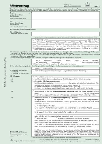 RNK-Verlag Universal-Mietvertrag für Wohnungen - SD, 3 x 2 Blatt, DIN A4, 1 Packung à 10 Stück , Hersteller: RNK-Verlag