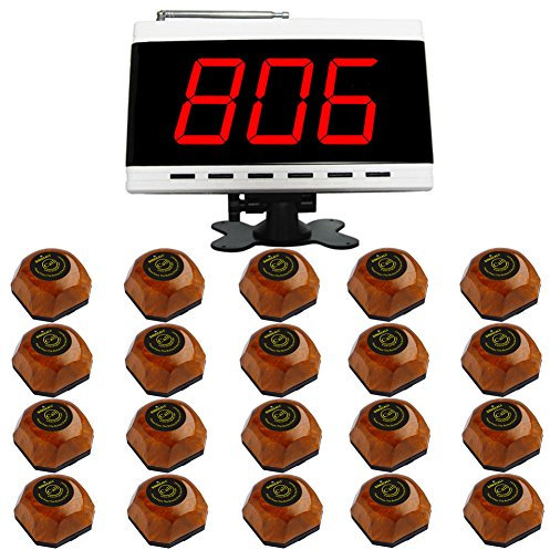 SINGCALL Pager System, Kabelloses Restauranttisch-Anrufsystem, Kellneranrufer für Kunden, Piepser für Restaurants, Gastronomiebetriebe, Café, Hotel, 20 Pagers (APE560) und 1 Empfänger (APE9500)