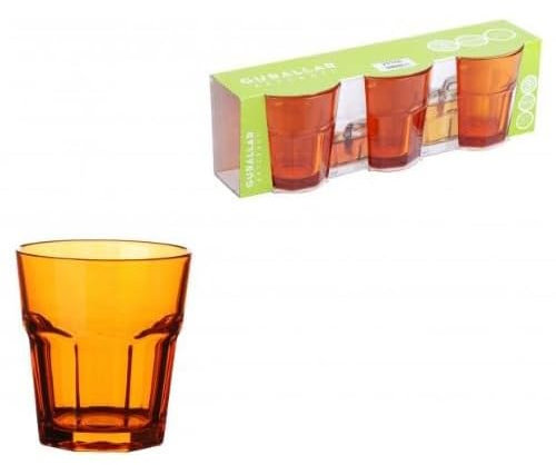 Gurallar Artcraft Coral Orange Coloured Glass/Tumbler 305cc / 10.25oz (Pack of 3) New
