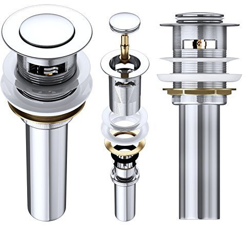 doporro Waschbeckenstöpsel Waschbecken & Waschtisch Stöpsel Ø 62mm | Druckknopf Pop-Up Ventil PU002 chrom | Ablaufgarnitur Abflussstopfen mit Überlauf