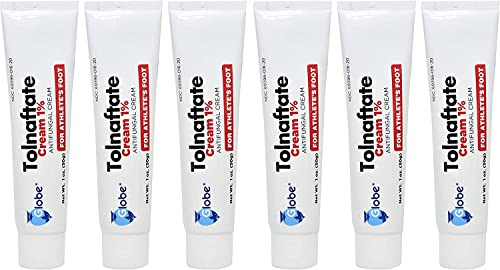 (6 Pack) Globe Tolnaftate 1% Cream 1 oz, Antifungal Treatment, Proven Clinically Effective on Most Athlete’s Foot and Ringworm, Compare to The Leading Name Brand