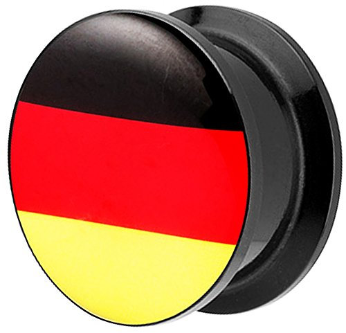Piersando Piercing Ohr Plug Flesh Tunnel Fahne Motiv Fussball EM & WM Länderflagge Fanartikel Land Flagge Schmuck Deutschland 22mm