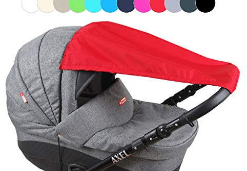 BABYLUX Sonnenschutz UV Rollo Schütz SONNENSEGEL Sonnendach für Kinderwagen Buggy (Rot)