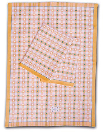 Ross Geschirrtuch Kleine Bauern-Herzchen Halbleine 3er Pack Dottergelb