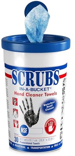 SCRUBS in a Bucket - 30 St. Handreinigungstücher - Handreiniger mit NSF-Freigabe - die perfekte Handreinigung - Überall einsetzbar und ideal für unterwegs