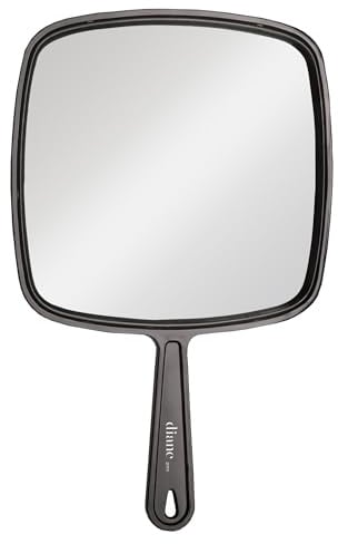 Diane Professional Quality Hand Mirror, Single Sided Hand Held Mirror with Handle for Salon, Barber, Grooming, Shaving, and Travel, Large, 9 x 12.75, Black