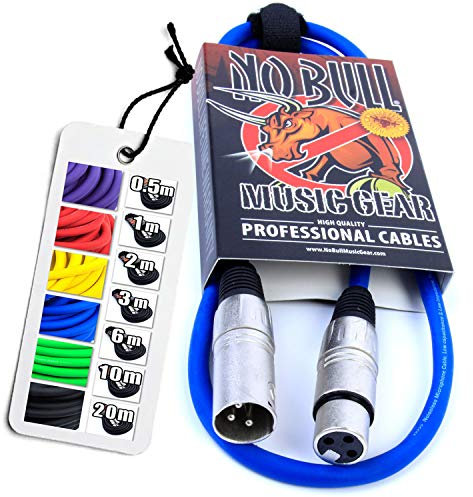 No Bull Nordell Music Gear' Premium XLR Cable (Blue, 1m): Achieve a Clearer Audio Signal with Balanced Male to Female Microphone Lead, plus Cable Tie