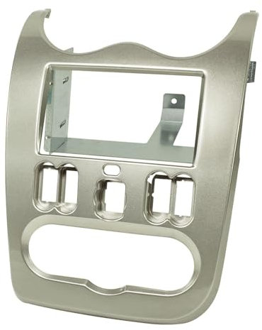tomzz Audio 2409-008 Doppel DIN Radioblende kompatibel mit Dacia Duster Logan Sandero ab 2010-2012 hellsilber