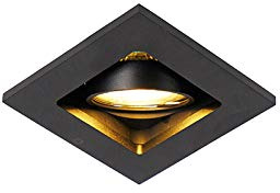 Qazqa Einbaustrahler, Einbauleuchte - Qure - Schwarz, max. 50W, Geeignet für LED, 10cm, Quadratisch, Ideal als Flur, Küche lampe und Schlafzimmerlampe