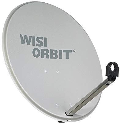WISI Orbit Line Satelliten Offset-Antenne OA36G in Lichtgrau – 60cm Reflektor mit 40mm LNB-Halterung, Feedarm und Mastschellen – Komplette Sat Antenne mit Montagezubehör