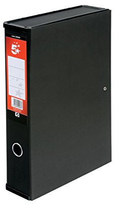 5 Star Office Box File Lock Spring with Ring Pull and Catch 75mm Spine Foolscap Black [Pack 5]