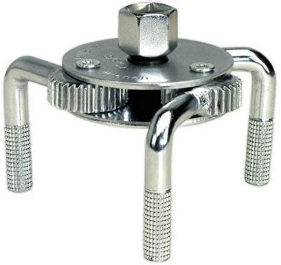 Sealey AK643 Ölfilterkralle-/Schlüssel 65–110 mm, Kapazität 9,5 mm (3/8 Zoll) und Vierkantantrieb 12,7 mm (1/2 Zoll).