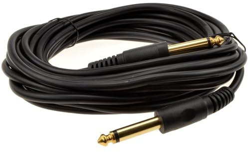 kenable 6.35mm Mono Jack Plug Guitar Instrument Cable Gold Plated Contacts Copper Braid Shielding for Electric Guitar Bass Keyboard Effects Pedals 6m Black