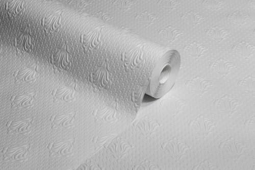 Brewster RD0669 Anaglypta Paintable Fleur De Lis Toss Wallpaper, 21-Inch by 396-Inch, White