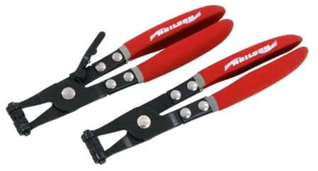 Neilsen CT1060 2pc Hose Clip Pliers Set 8.5in 220mm with Swivel V Slot and Cross Slot Jaws Ideal for Confined Hard to Reach Spaces Fuel Coolant Pipe Spring Clips Ring Type Clips