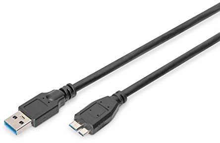 Cable de conexión DIGITUS USB 3.0 - 1m - cable de conexión de USB tipo A a USB micro B - supervelocidad 5 GBit / s - negro
