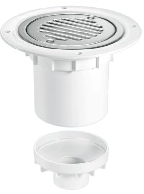 McAlpine Shower Trap Gully for Sheet Floors Vertical 110mm Diameter & 2'' Outlet with Chrome Plated Stainless Steel Tile - TSG2SS-SL-SC