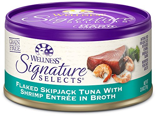 Wellness Signature Selects Grain Free Flaked Tuna & Shrimp Natural Wet Canned Cat Food, 2.8-Ounce Can