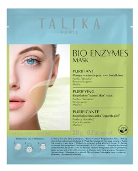 Talika Bio Enzymes Mask Purifying - Purifying Face Mask - Biocellulose Sheet Mask for Dilated Pores, Redness, Oily or Imperfection Skin - Second Skin Effect Beauty Face Mask