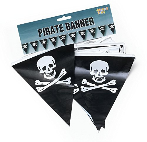 Bristol Novelty PG082 Pirate Bunting | 25 Flags | Pack of 1 | 7m, Black/White, One Size
