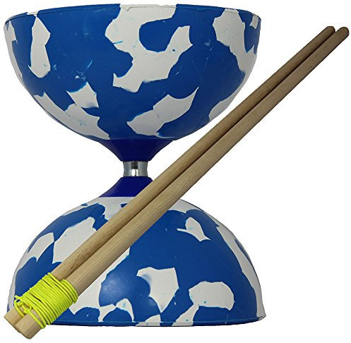 Juggle Dream AMPAC-011/BW Diabolo Jester mit Kontroll-Holzstäben, Blau/Weiß