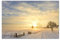 120x80cm - Fotodruck auf Leinwand und Rahmen Winterlandschaft Nebel Schnee Sonne - Leinwandbild auf Keilrahmen modern stilvoll - Bilder und Dekoration