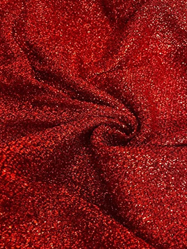 Rot glitzerndes Lametta-Lurex-Stoff, 4-Wege-Stretch, 140 cm breit, funkelnder roter Glitzerstoff/Fotoautomaten-Hintergrundmaterial, Meterware, Rot