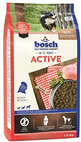 bosch HPC Active | Hundetrockenfutter für ausgewachsene Hunde aller Rassen mit gesteigerter Aktivität, 5 x 1 kg