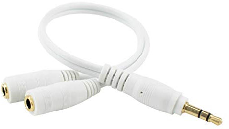 TRIXES Cavo Splitter Connettore Jack 3,5 mm Bianco per Cuffia Auricolare