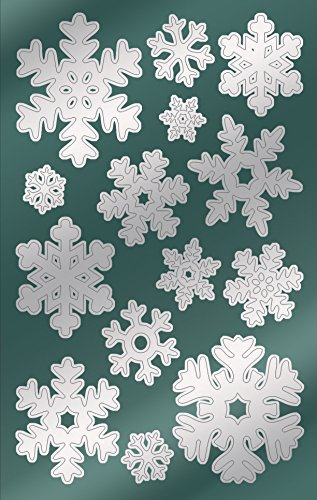 AVERY Zweckform 28 Aufkleber Weihnachten Schneeflocken silber (Made in Germany, Weihnachtssticker Glanzpapier, selbstklebende Weihnachtsdeko für Karten, Geschenke, Tüten) 2 Bogen/je 14 Sticker, 52813