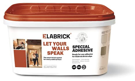 Adesivo per mattoni Elabrick, 5kg, pronto all'uso, colla monocomponente in pasta, Grigio Chiaro. Copre 2m², adatto sia per uso indoor che outdoor, fai da te, ristrutturazione casa, vernici